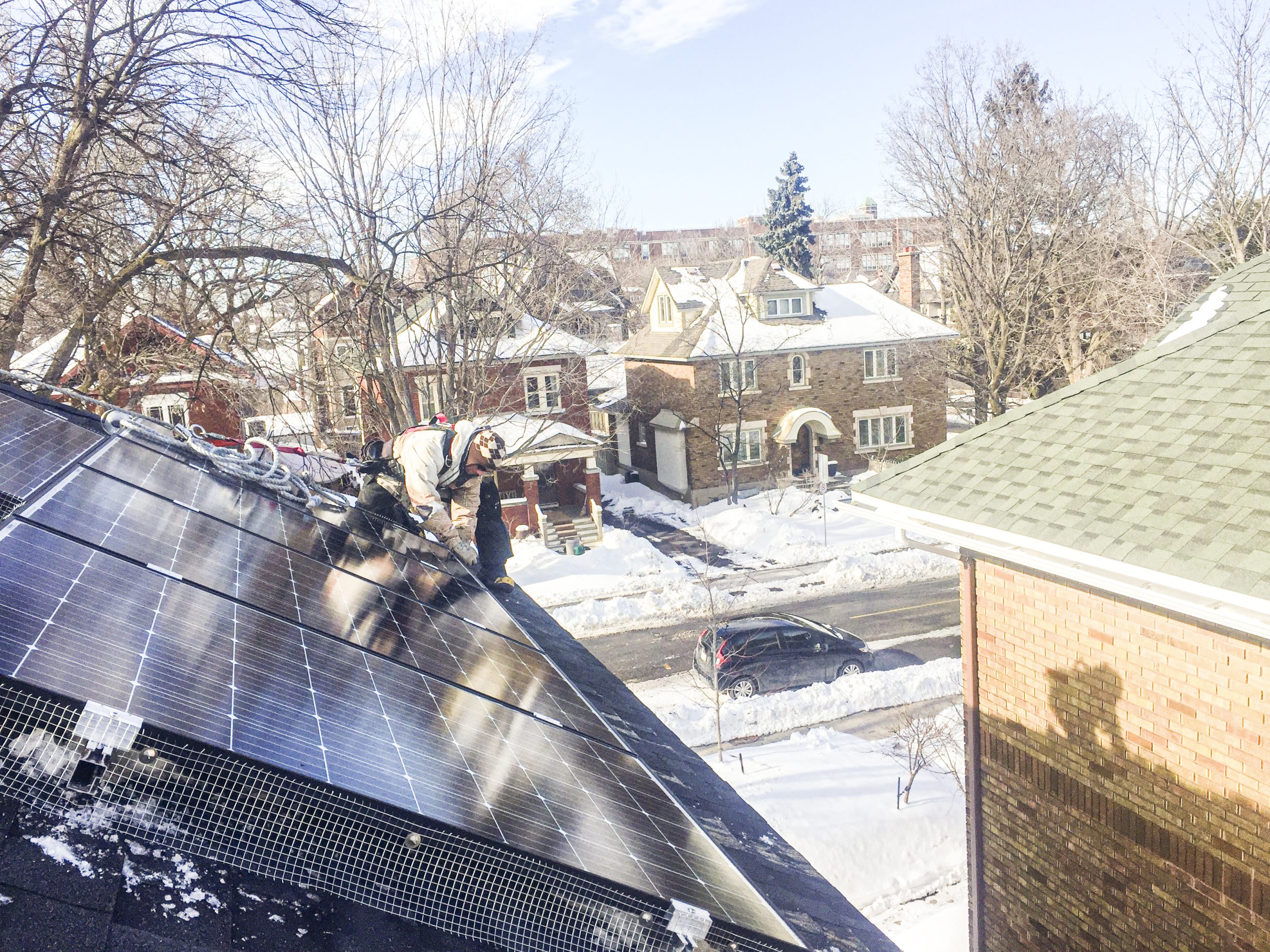 Hear from your neighbours how their carbon-footprint choices were made, in a series of GCA-led coffee houses this winter. Here we see a solar panel installation. Photos: John Humphries